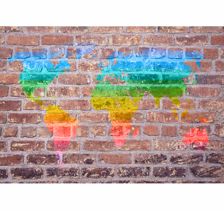 World map wall mural colorful geographical design - TenStickers