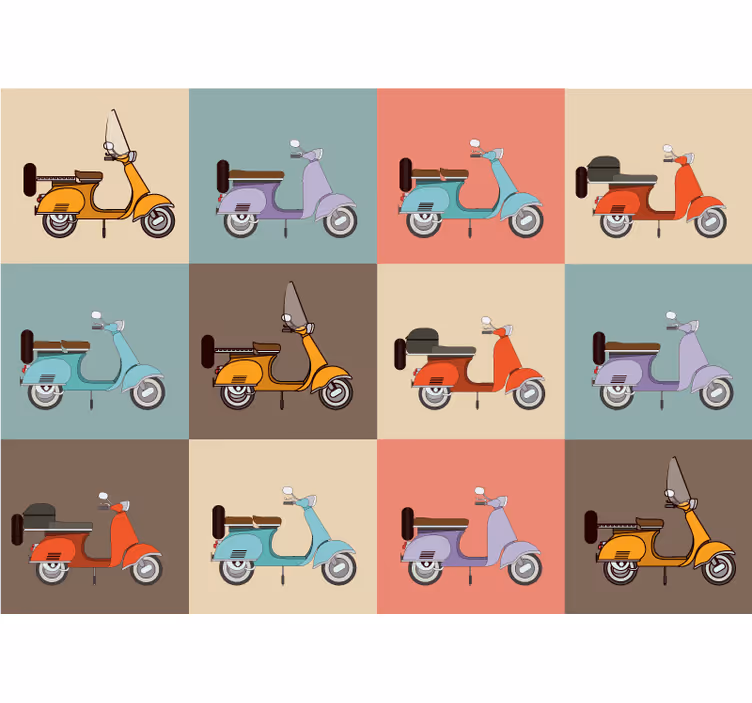 Retro scooter pattern vehicle wall mural - TenStickers