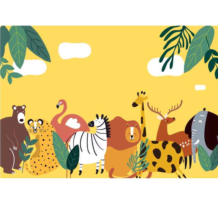 Animal wall mural vibrant creature parade - TenStickers