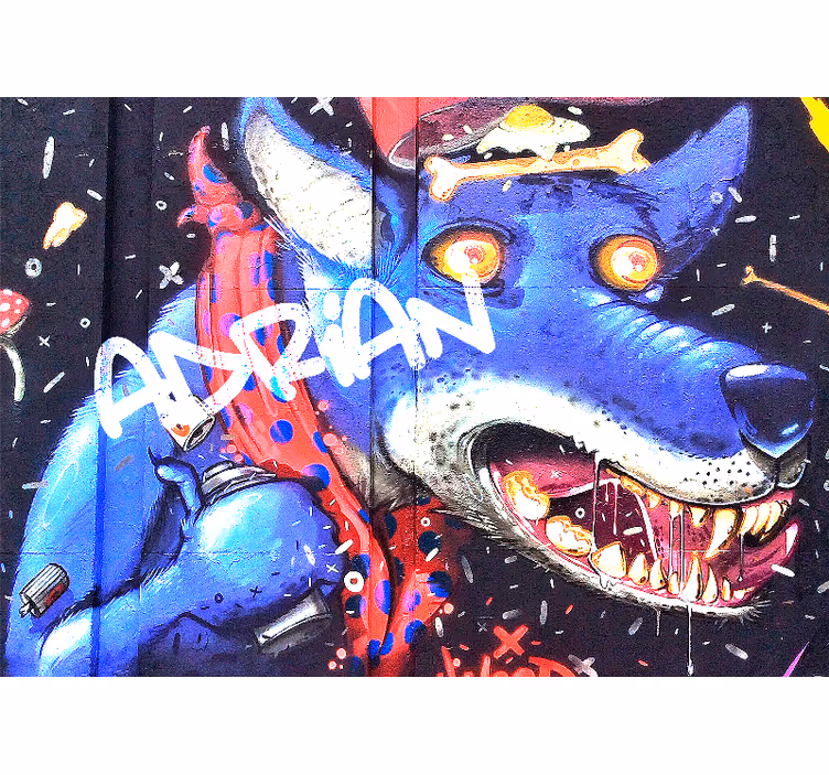 Customisable Blue Wolf urban wall mural - TenStickers