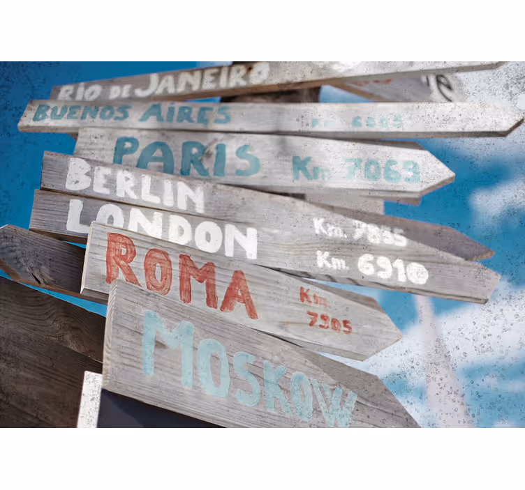 Road Sign Cities wall mural - TenStickers