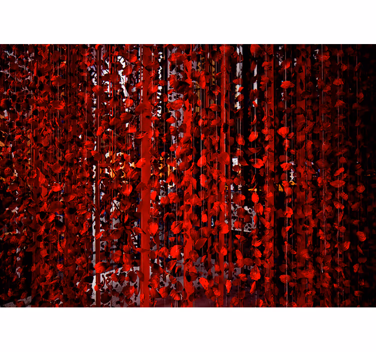 Red Floral Cascade flower wall mural - TenStickers