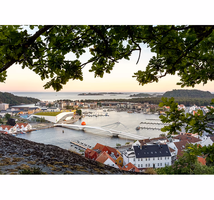 City wall mural charming coastal scene - TenStickers