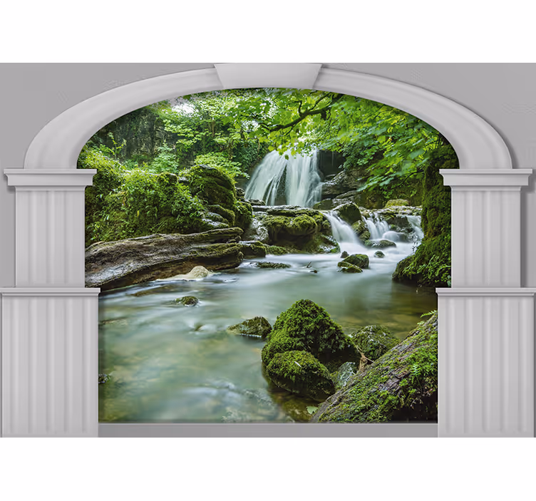 Nature wall mural gentle waterfall scene - TenStickers