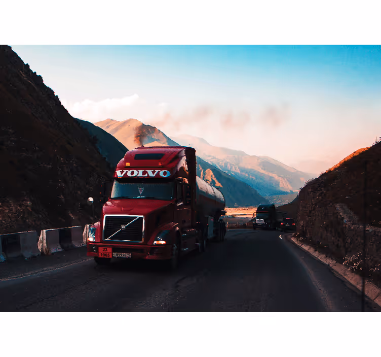 Red Truck On Highway vehicle wall mural - TenStickers