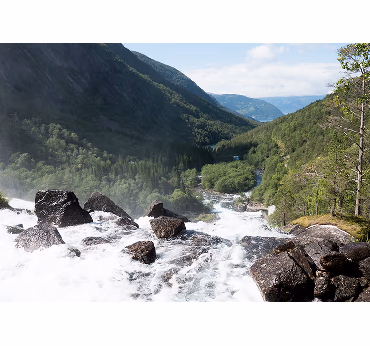 Nature wall mural flowing river landscape - TenStickers