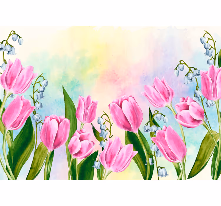 Tulip flower bloom flower wall mural - TenStickers