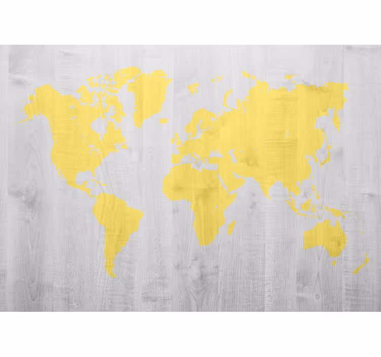 Wood pantone yellow world map mural - TenStickers