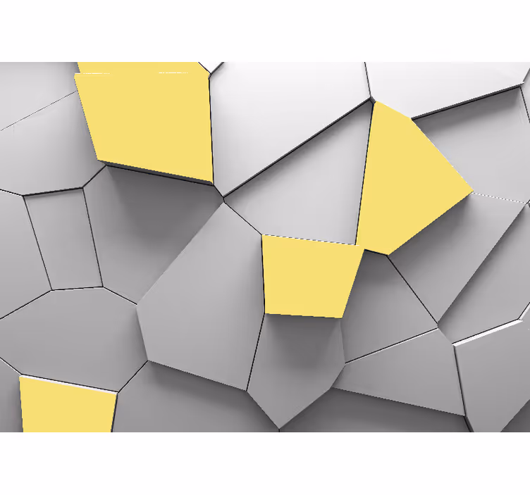 Geometric yellow panels 3D wall mural - TenStickers