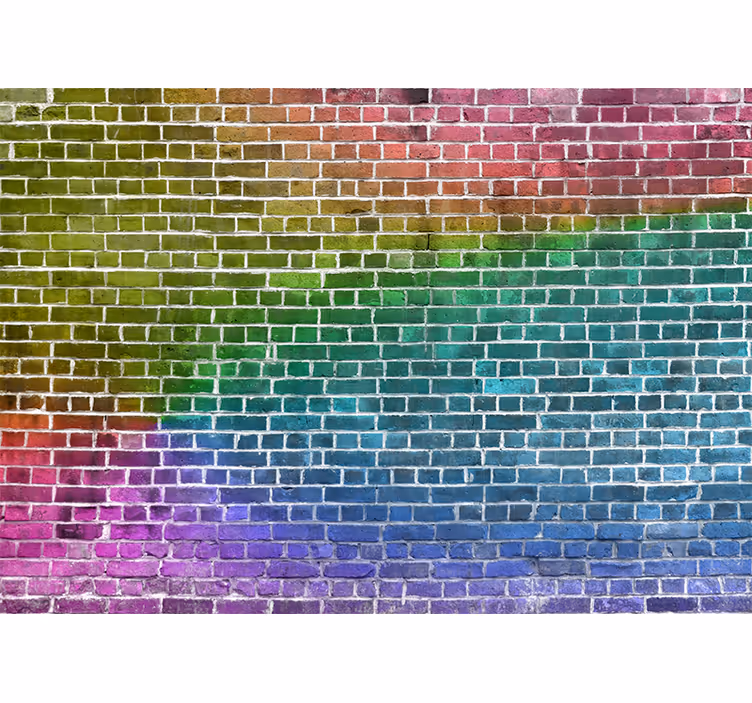 Rainbow brick pattern texture and pattern wall mural - TenStickers