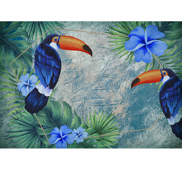 Couple toucans in rainforest nature wall mural - TenStickers