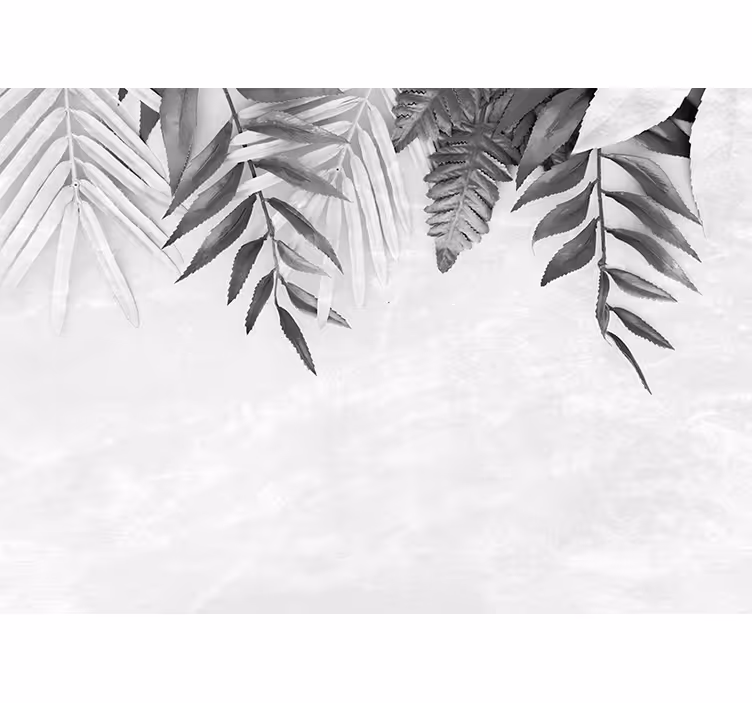 Nature wall mural monochrome leaf designs - TenStickers