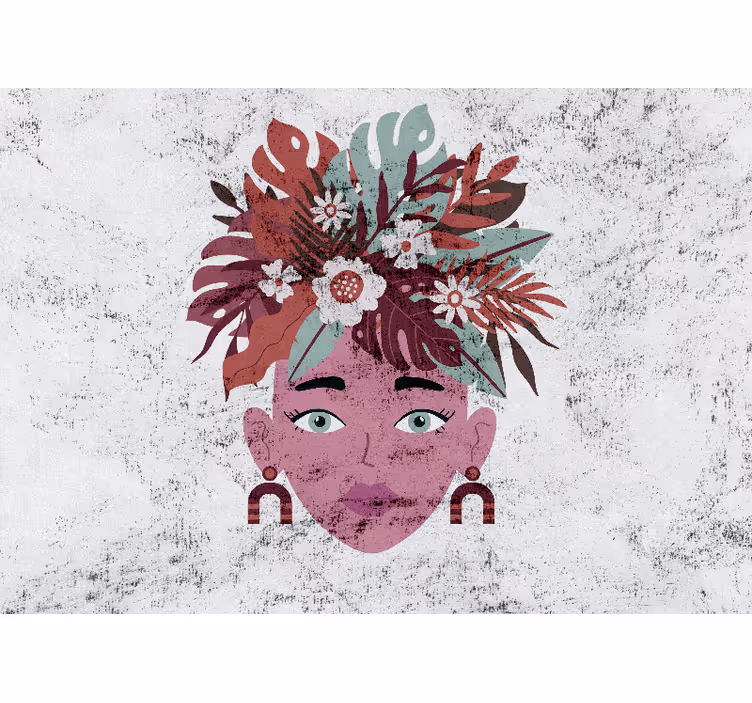 People wall mural stylized floral head - TenStickers