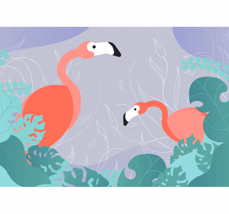 Beautiful red flamingos living room wall mural - TenStickers