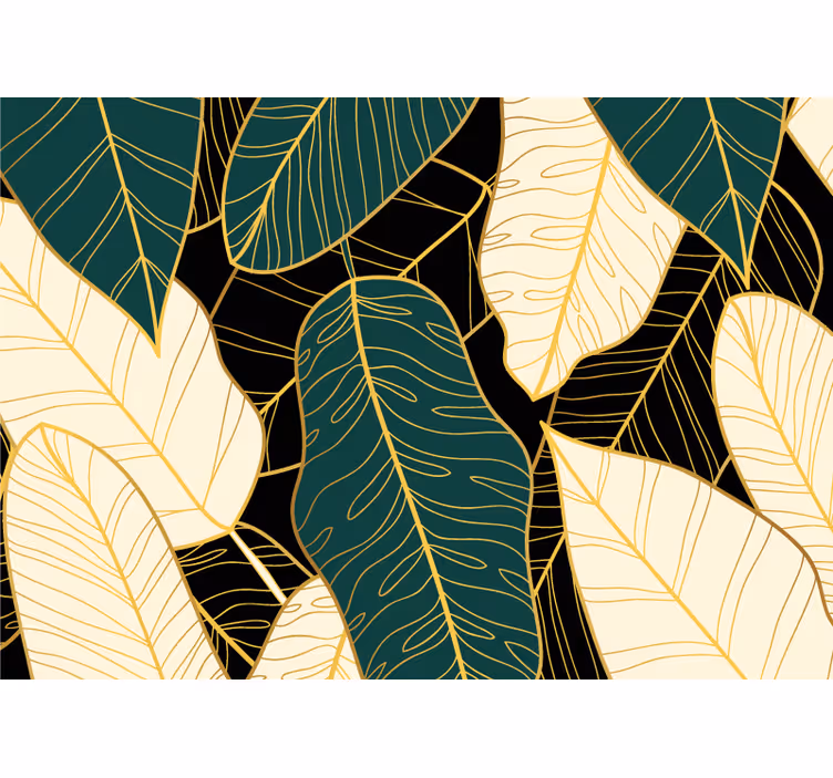 Nature wall mural stylized leaf designs - TenStickers