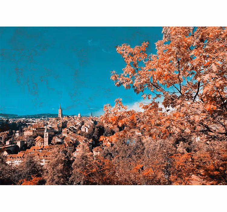 Vibrant autumn landscape landscape wall mural - TenStickers