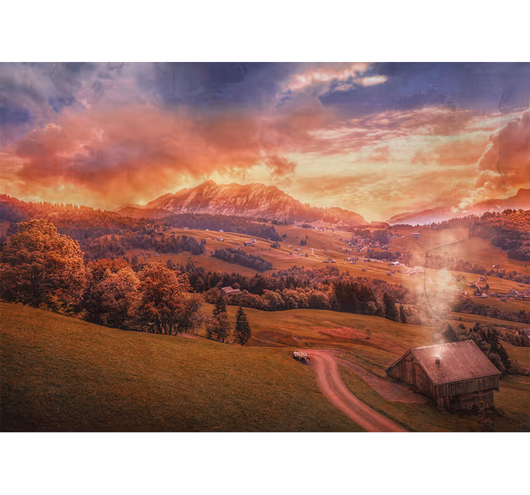 Western field nature wall mural - TenStickers