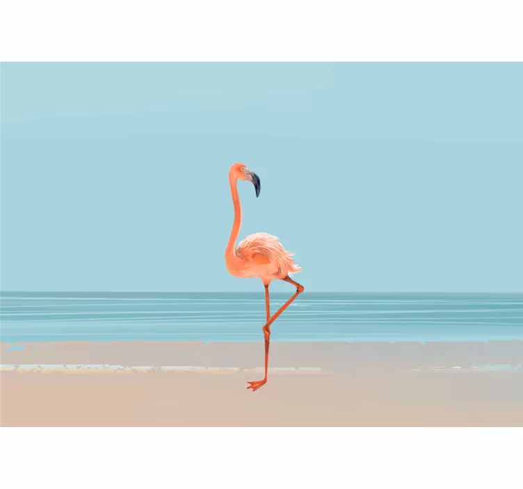 Sea animals wall mural flamingo at the shore - TenStickers