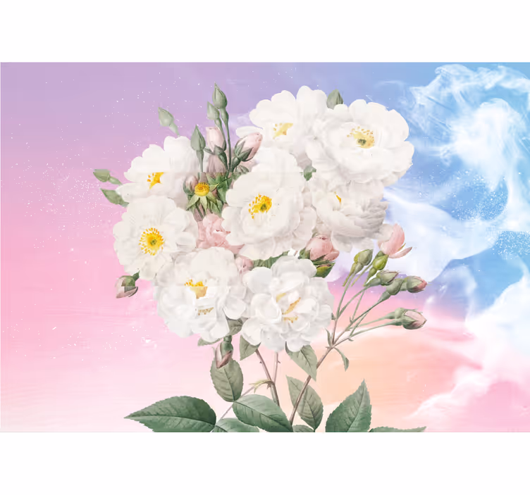 Flower wall mural white floral arrangement - TenStickers