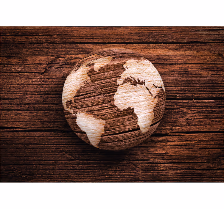 Wooden Texture world map wall mural - TenStickers