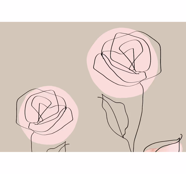 Flower wall mural line art roses design - TenStickers