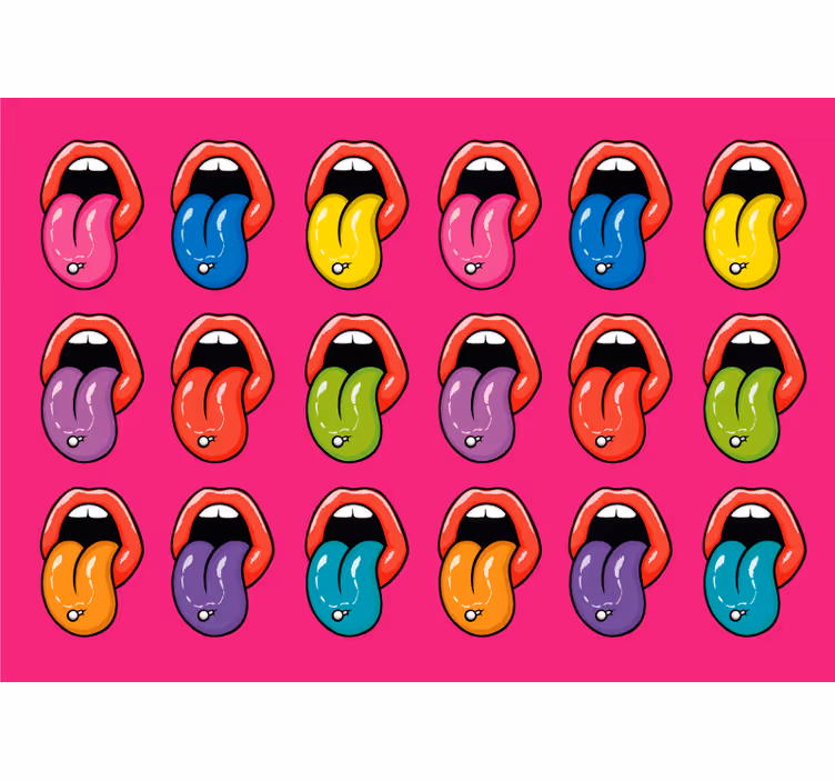 Urban wall mural colorful tongue expressions - TenStickers