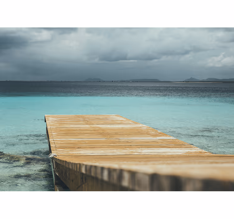 Nature wall mural serene seaside dock - TenStickers