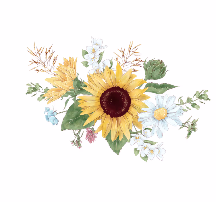 Flower wall mural sunflower blossom design - TenStickers
