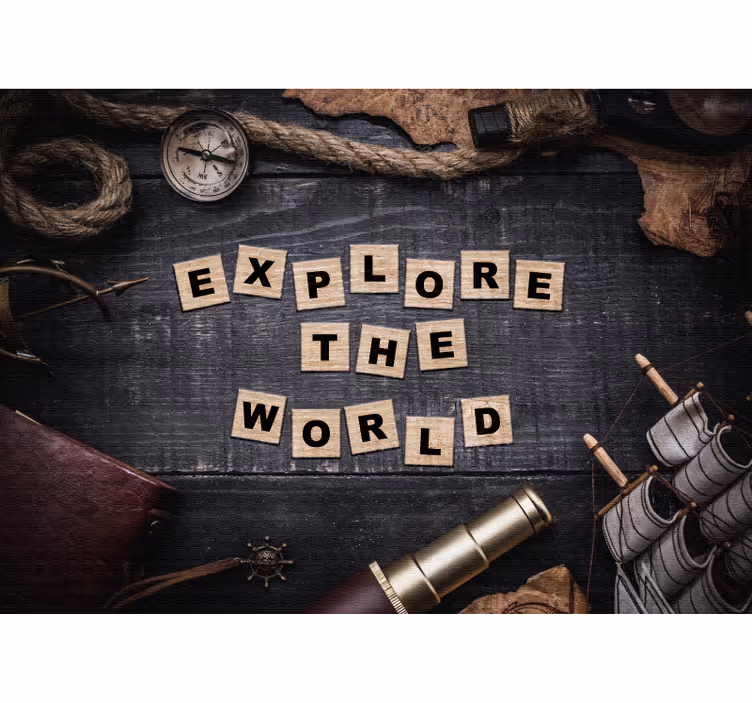Quote wall mural explore the world - TenStickers