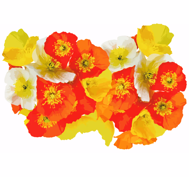 Flower wall mural poppy flower arrangement - TenStickers