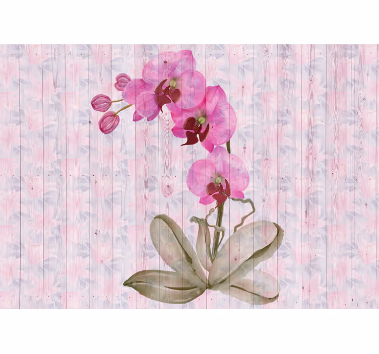 Flower wall mural pink orchid blooms - TenStickers
