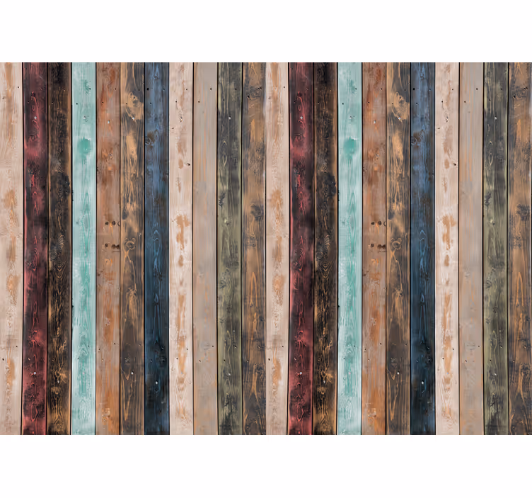 Brick wall mural with wood plank texture - TenStickers