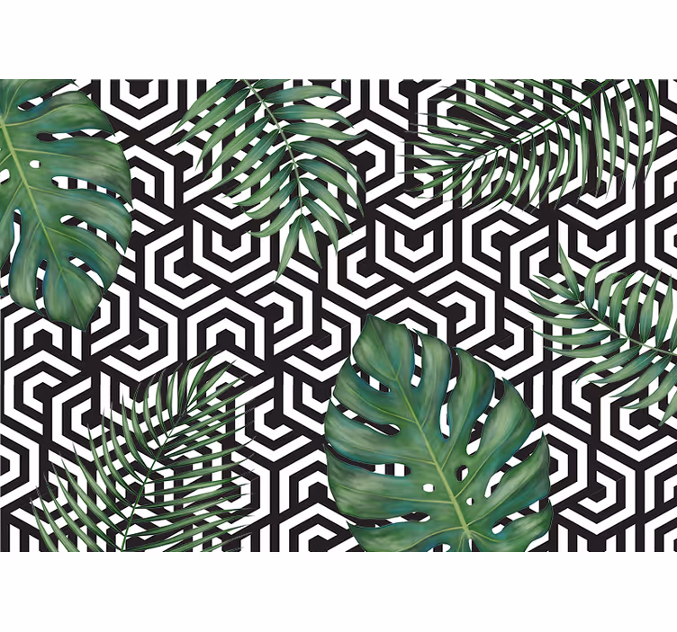 Textured wall mural geometric leaf design - TenStickers