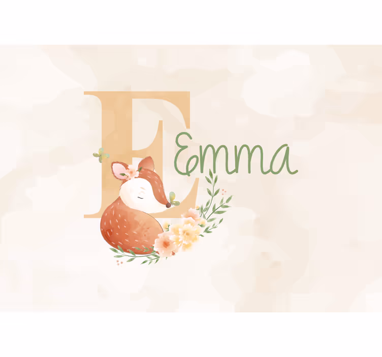Kids wall mural personalized fox design - TenStickers