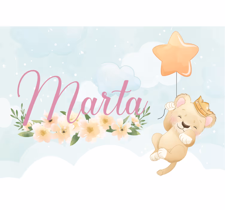 Kids wall mural cute lion with balloon - TenStickers