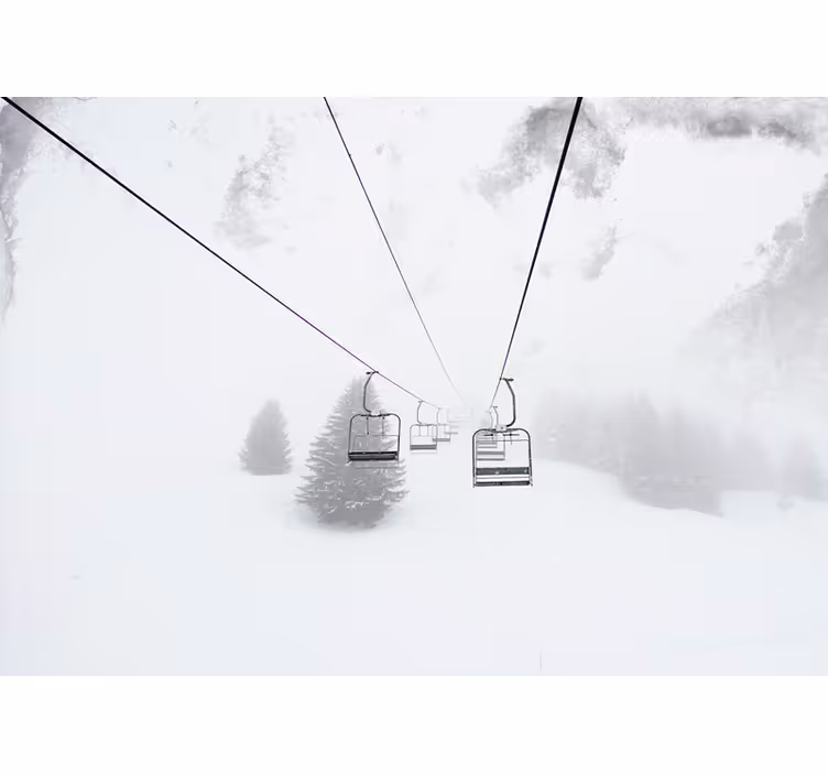 Mountain wall mural ski lift perspective - TenStickers
