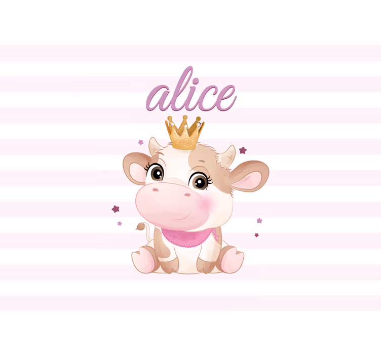 Crowned Cow Illustration kids wall mural - TenStickers