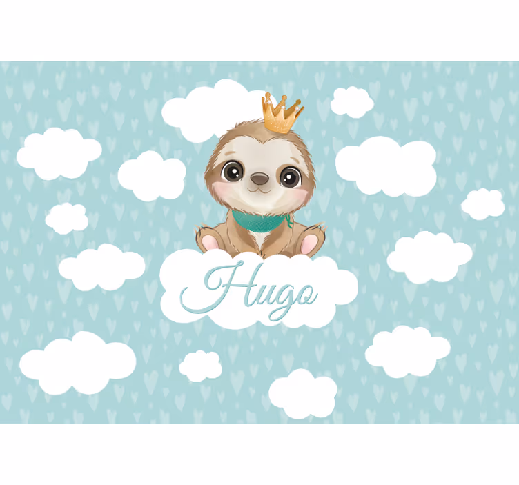 Kids wall mural sloth with crown - TenStickers