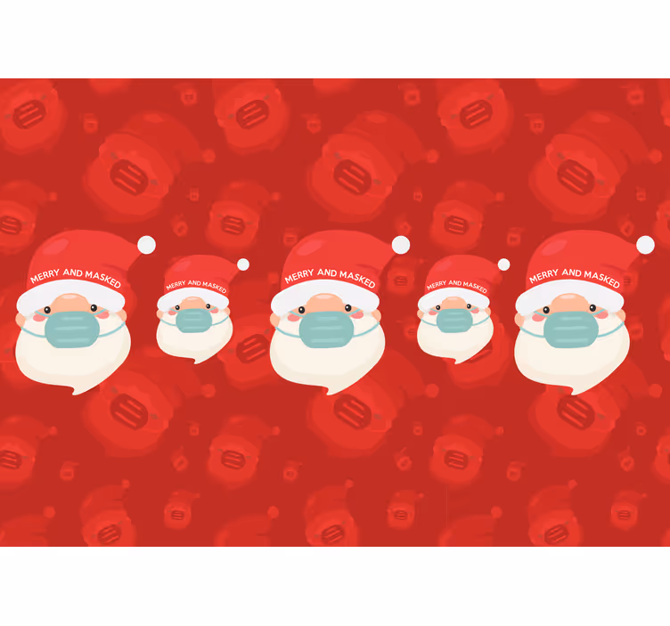 Christmas wall mural santa in a mask - TenStickers