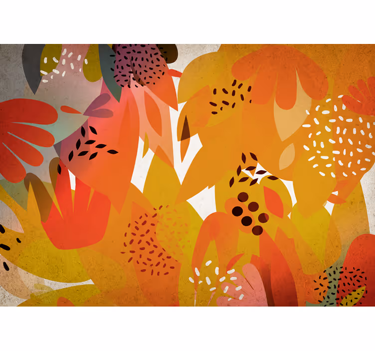 Flower wall mural with lively leaf designs - TenStickers