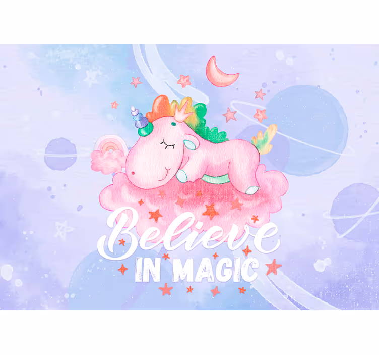 Kids wall mural unicorn dream cloud - TenStickers