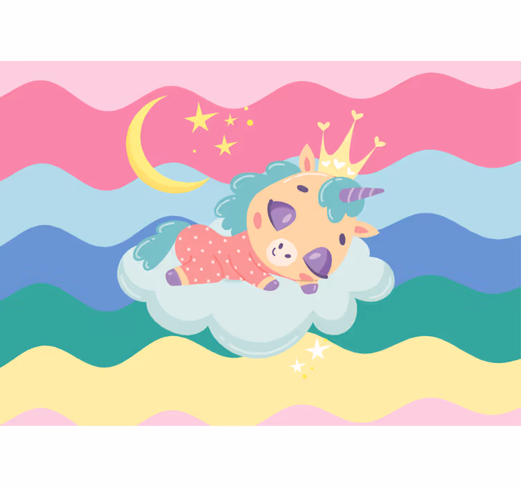 People wall mural of a sleeping unicorn fantasy - TenStickers