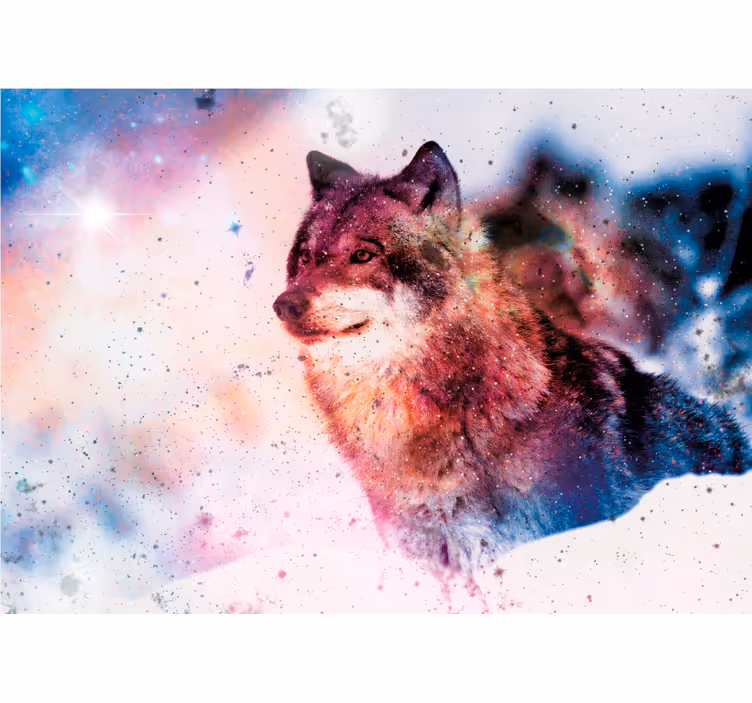 Animal wall mural of the lone cosmic wolf - TenStickers