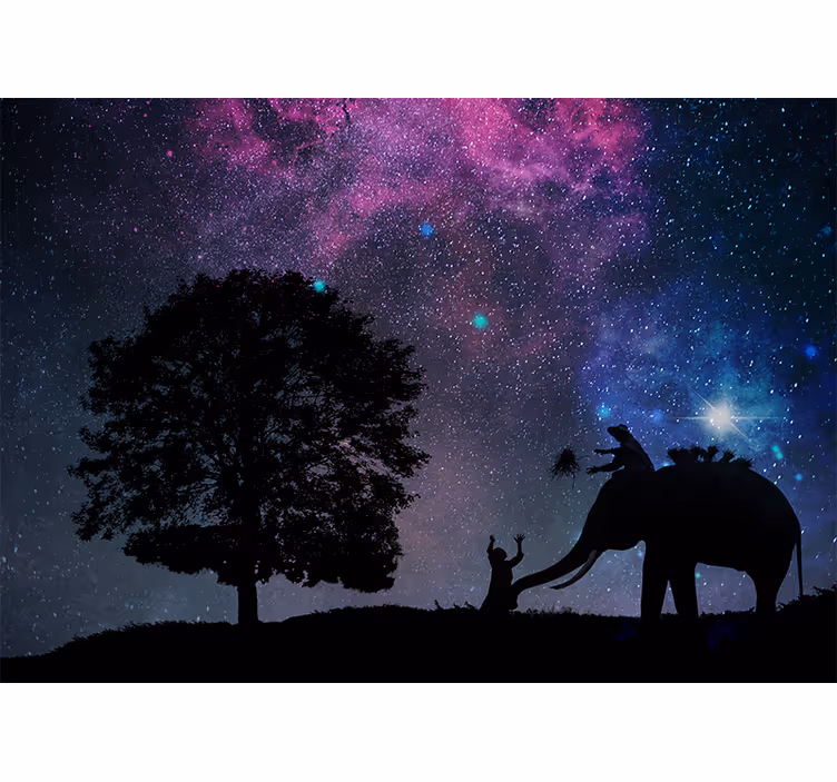 Quote wall mural cosmic elephant journey - TenStickers