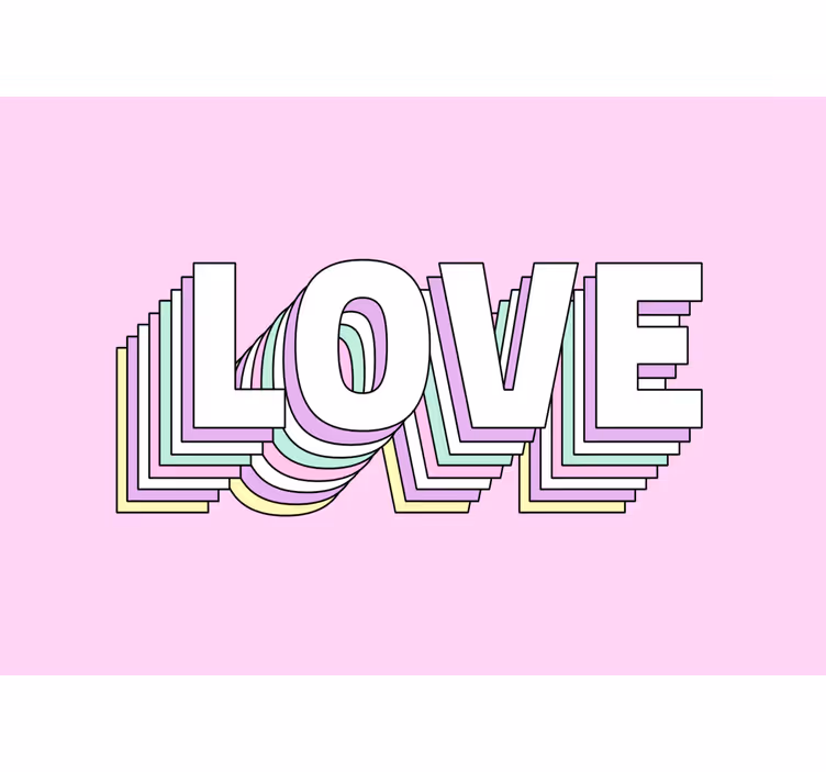 Love wall mural with artistic typography design - TenStickers