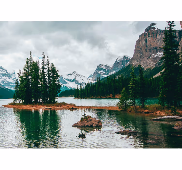 Tranquil alpine lake landscape wall mural - TenStickers