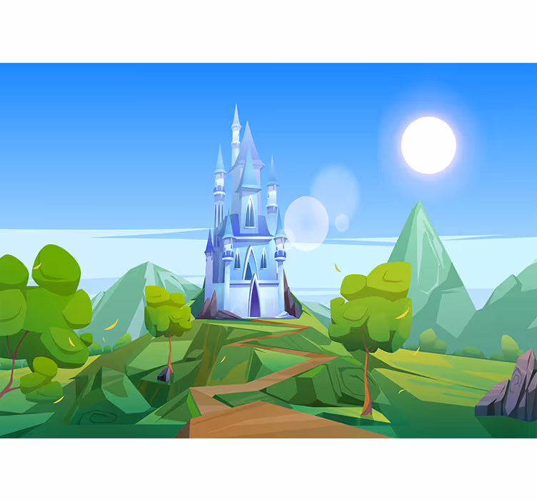 Fantasy wall mural enchanting castle landscape - TenStickers