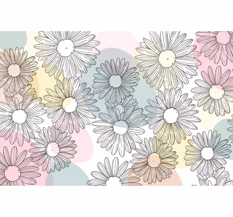 Flower wall mural daisy floral design - TenStickers