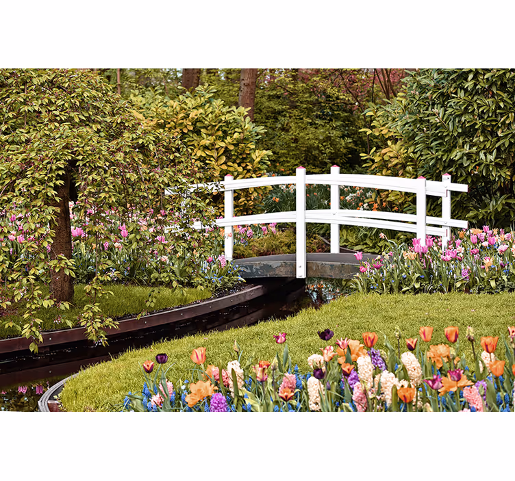 "Cottagecore" green bridge nature wall mural - TenStickers