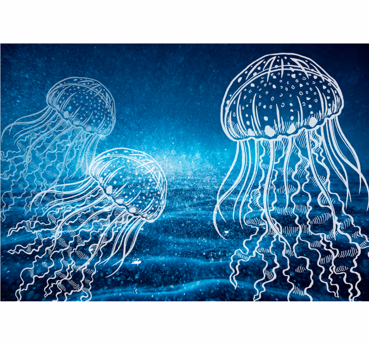 Elegant jellyfish dance bathroom wall mural - TenStickers